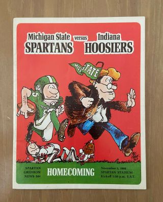 Vintage 1969 Ncaa Indiana Hoosiers @ Michigan State Spartans Football Program