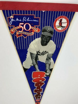 Jackie Robinson 1947 - 1997 50 Breaking Barriers Cardinals Banner Felt Pennant
