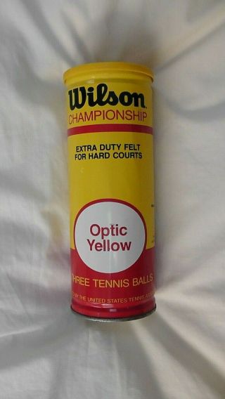 Vintage Wilson Championship Optic Yellow Tennis Balls Can (w/3 White Balls)