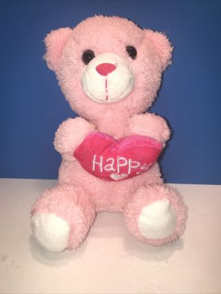 Dan Dee Pink Happy Day 8 " Teddy Bear W/heart Plush Soft Stuffed Toy