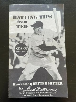 1963 Sears Pamphlet Batting Tips From Ted Williams Boston Red Sox Better Hitter