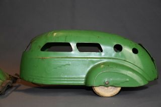 RARE Vintage Wyandotte Lasalle Pressed Steel Car W/ Camper - Green 3