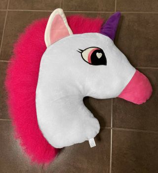 Unicorn Plush Head Pillow Pink Hair 15 "