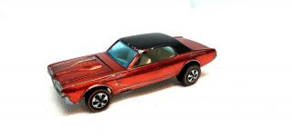 Vintage Hot Wheels Redline Red / Black Roof Custom Cougar From 1968