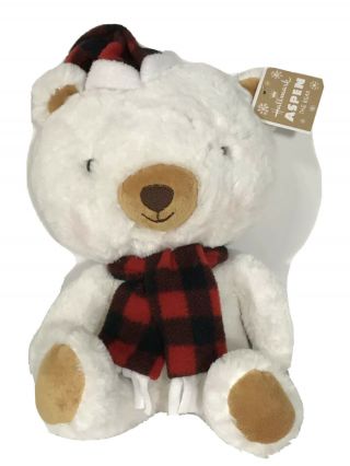 Hallmark Aspen The Bear 14 " Plush White Teddy Bear In Winter Hat & Scarf W/tag