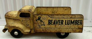 Vintage Minnitoys Pressed Steel Truck Beaver Lumber Advertising