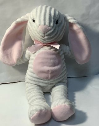 Fao Schwartz 12 " Soft Plush White & Pink Bunny Rabbit Lovey Plush Stuffed Animal