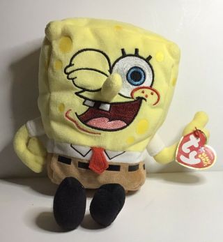 Ty Beanie Babies Spongebob Squarepants Winking Eye & Thumbs Up Plush 6 Inch