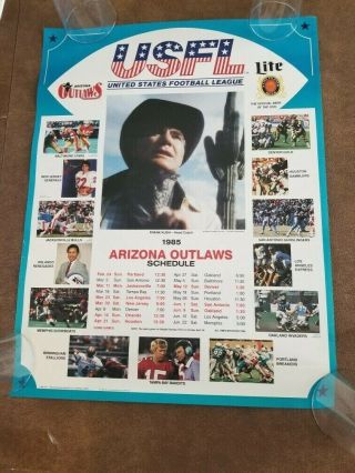 United States Football League Usfl Arizona Az Outlaws Frank Kush 1985 Poster