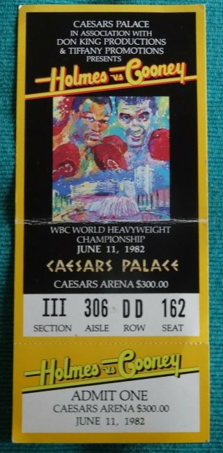Holmes Vs.  Cooney Full Ticket Caesars Palace June 11,  1982