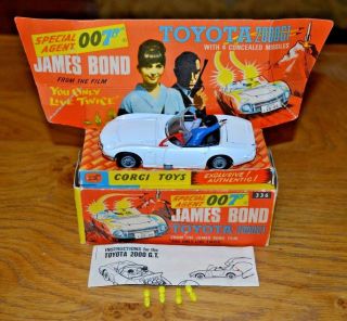 Vintage Corgi No 336 James Bond Toyota 2000gt; Box And Tray; 4 Missiles