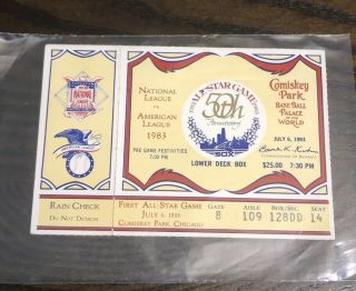 Vintage Mlb All Star Game Ticket Stub 50th Anniversary Nl Al Comiskey Baseball