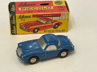 Vintage 1:90 Western Germany Diecast Schuco Piccolo 714 Blue Mg Mga W/ Box