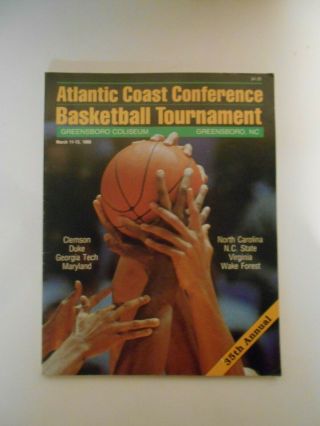 Vintage 1988 Acc Atlantic Coast Conference Basketball Tournament Program