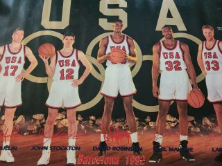 1992 Barcelona Olympics Usa Basketball Poster Dream Team 22x34 Larry Bird
