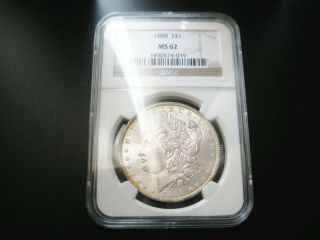 1888 ( (p))  Morgan Silver Dollar Choice Unc Bu Coin ( (ngc Ms 62 Colorful Toning))