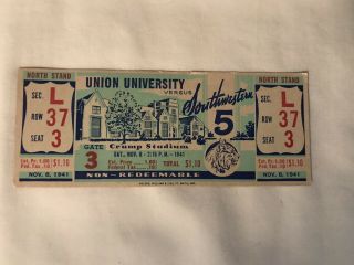Union University Vs Southwestern Memphis Full Ticket Crump Stadium 1941