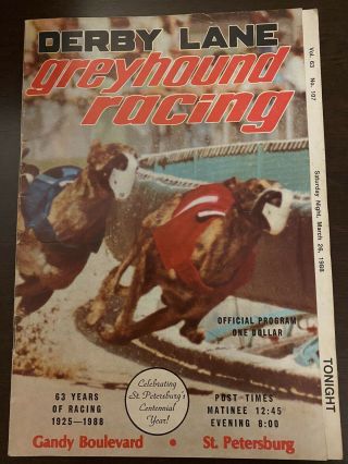 1988 Derby Lane Greyhound Racing Program