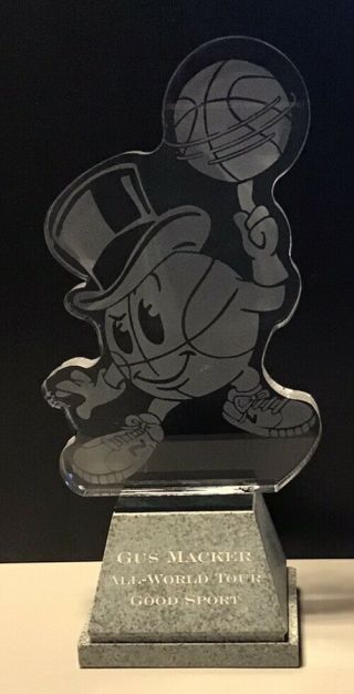 Gus Macker Basketball Trophy All - World Tour Good Sport Etched Glass Granite Base