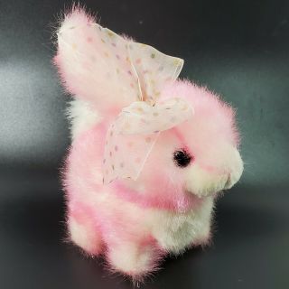 Dan Dee Plush Fuzzy Pink & White Bunny Rabbit 6 In Stuffed Animal Pal