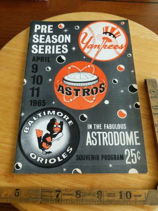 1965? York Yankees Mickey Mantle 1st Hr Houston Astrodome Program Astros