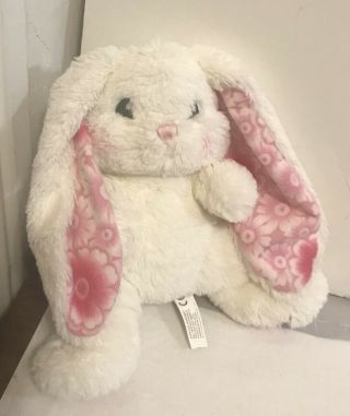 Aurora White Bunny Rabbit Pink Flowers Ears Feet Stuffed Animal Plush