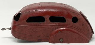 Vintage 1930 ' s Wyandotte Pressed Steel Red LaSalle Sedan and Camper Trailer Car 4