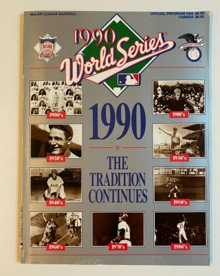 Vintage 1990 World Series Program,  Oakland A 
