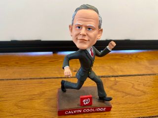 2015 Calvin Coolidge " Racing President " Washington Nationals Bobble Head