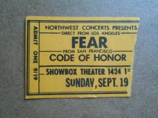 Vintage Fear With Opening Band,  Code Of Honor Ticket Stub