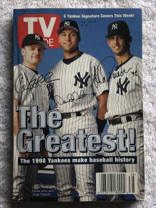 Vtg Tv Guide 1998 N.  Y.  Yankees The Greatest Derek Jeter Knoblauch Posada Rare