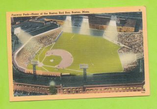 1948 Linen Postcard Of Fenway Park Home Of The Boston Red Sox Bx