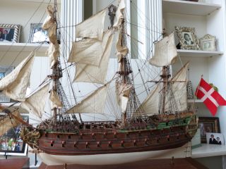 Vtg Wood Model Ship Of Famous Danish " Norske Love " Needs Restoration 1:75