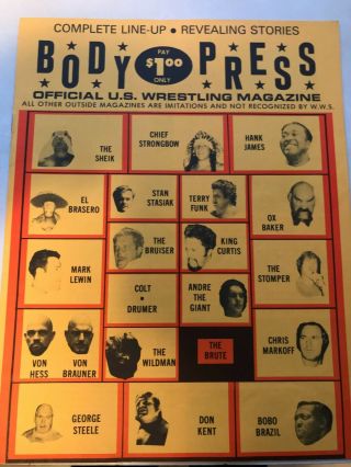 Vintage Detroit Body Press Wrestling Program Jan 1976 - The Sheik,  The Bruiser