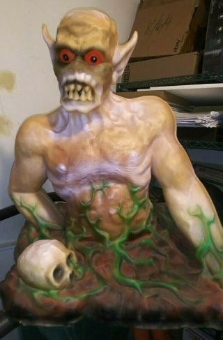 Vintage Horror Demon Life Size Bust Statue,  Halloween Prop,  Signed Cesw 1995