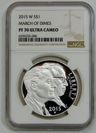 2015 W - March Of Dimes Proof Commemorative Silver Dollar - Ngc Pf 70 Ultra Cam