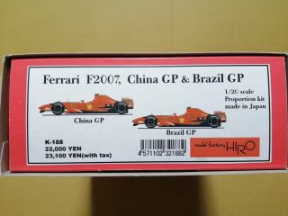 Mfh Model Factory Hiro 1/20 Ferrari F2007 China Brazil Gp (k - 188) N/tamiya