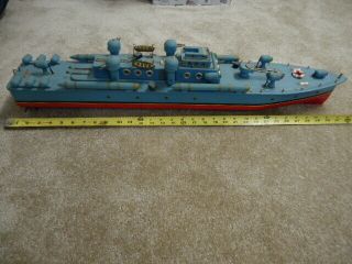 Big Tsukuda 31 Inch Toy Wooden Torpedo Boat.  Twin Motors.  Paint