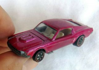 Vintage 1968 Mattel Hot Wheels Redline Creamy Pink Lavender Custom Mustang