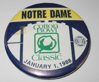 1988 Football University Of Notre Dame Texas A&m Aggies Cotton Bowl Pin Button