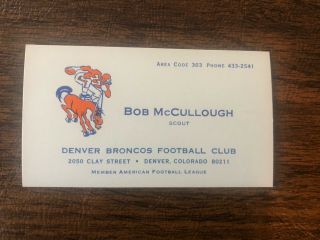 Vintage 1960s Denver Broncos Business Card