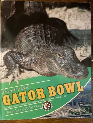 1985 Gator Bowl Program Florida State Fsu Vs Oklahoma State Cowboys