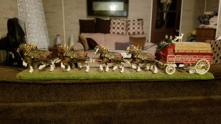 Danbury Budweiser Clydesdale Horse And Carriage With Brochure No Box