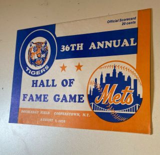 1978 York Mets Vs Detroit Tigers Hall Of Fame Game Scorecard Cooperstown￼