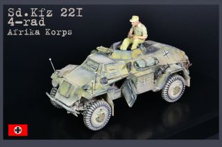Pro - Built 1/35 Sd.  Kfz 221 Dak German Ww2 Armored Car Finished Model (in - Stock)