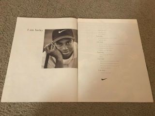 Vintage 1997 Tiger Woods Nike " I Am Lucky " Poster Print Ad 1990s Golf Rare
