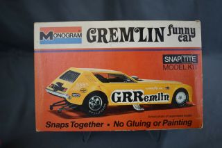 Monogram Gremlin Funny Car Snap Tite Model Kit Box Only.  Cardboard,  8 " X 3 " X 5 "