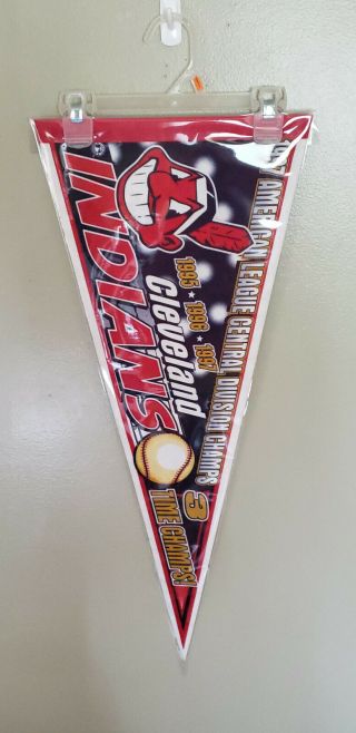 Cleveland Indians 3 Time Chief Wahoo Champs Felt Pennant With Holder 6/7/2020