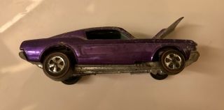 Vintage Hotwheels 1967 Purple Custom Mustang Ultra Rare Dark Interior,  Redlines