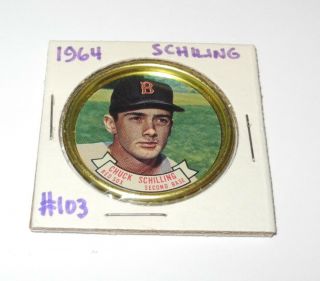 1964 Topps Baseball Coin Pin 103 Chuck Schilling Boston Red Sox Near